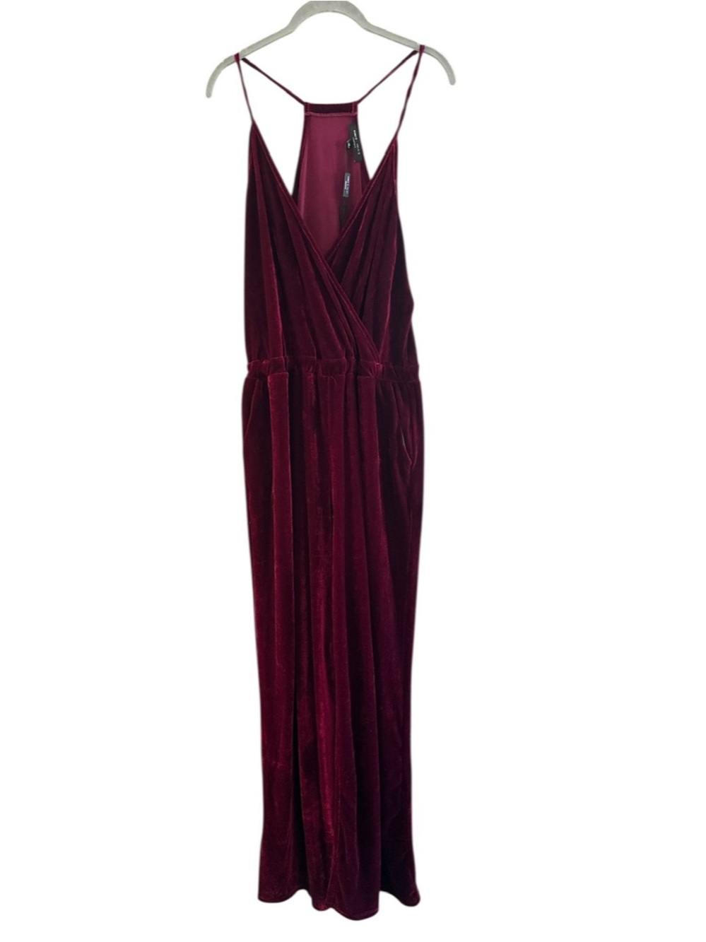 Romeo & Juliet Couture Burgundy Velvet Wide-Leg Jumpsuit NWOT